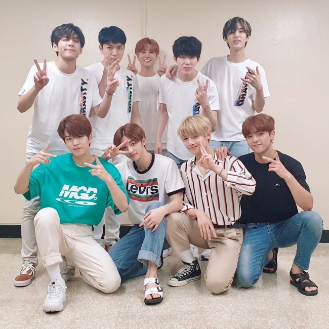 All the 'Stray Kids' members as seen while posing for a picture in August 2019