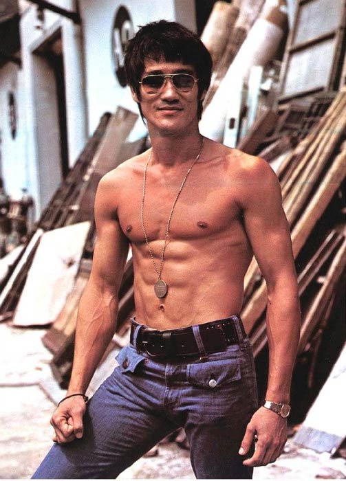 Bruce Lee shirtless body modeling photoshoot