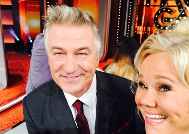 Caroline Rhea smiling in a picture alongside Alec Baldwin