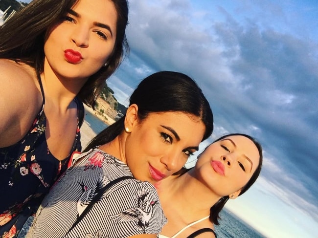 Chrissie Fit (Center) with her girlfriends Joeelis Quintana (Left) & Katherine (Right) in Nice, France in May 2018