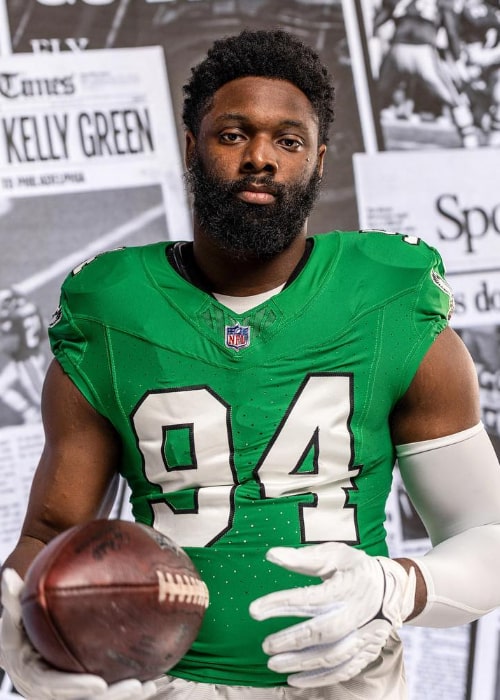 Josh Sweat wearing 94 jersey number in August 2023