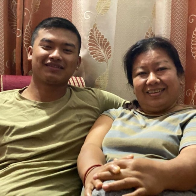 Kushal Malla as seen in a picture with his mother that was taken in February 2021