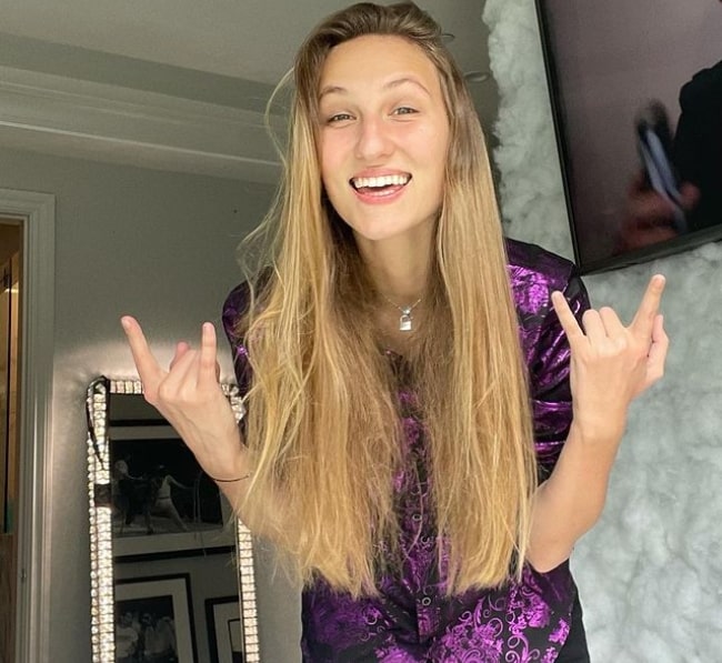 Kylie Prew in October 2021 thrilled to suddenly know how to dress herself