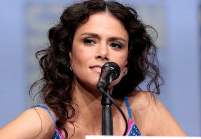 Melissa Ponzio speaking at the 2017 San Diego Comic Con International