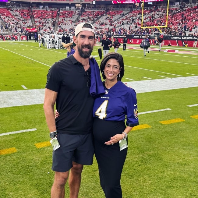 Nicole Johnson as seen in a picture with her husband Michael Phelps that was taken in October 2023