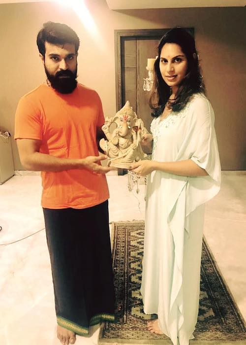 Ram Charan and Upasana Kamineni during Ganesha Visarjan in 2017