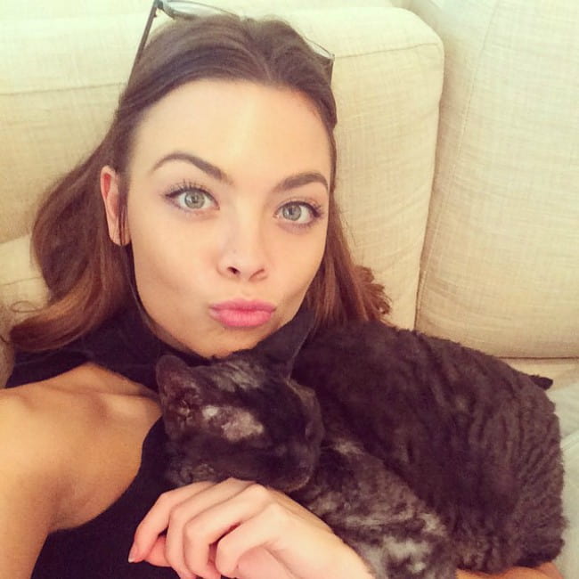 Scarlett Byrne with her cat as seen in December 2014