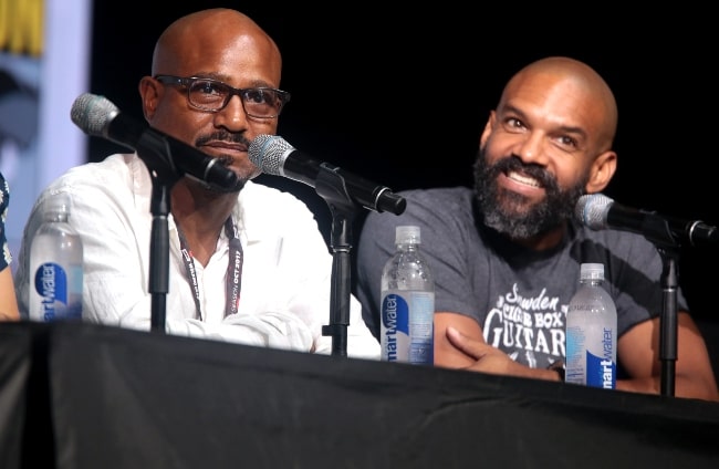 Seth Gilliam (Left) alongside Khary Payton while speaking at the 2017 San Diego Comic-Con International, for 'The Walking Dead', at the San Diego Convention Center in San Diego, California, United States